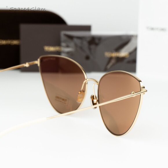 Tom Ford Women Sunglasses Gold Brown Mirror Cat Eye FT1005 32G BRAND NEW main image 4